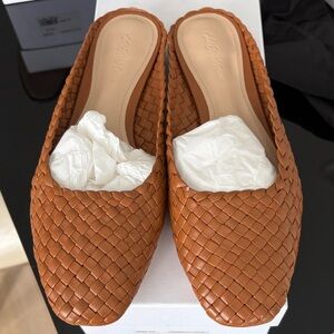 Saks Fifth Avenue Woven Brown Mules